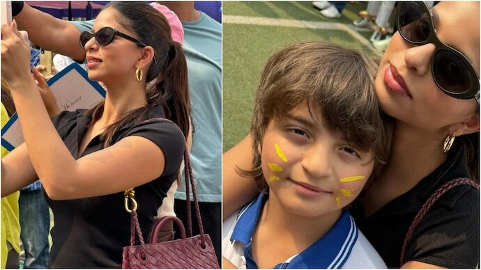 Suhana Khan cheers for brother Abram Khan : शाहरुख खान की बेटी सुहाना खान अपने स्कूल के खेल दिवस पर अबराम के लिए चीयरलीडर बनीं गौरी ने शेयर की तस्वीरें