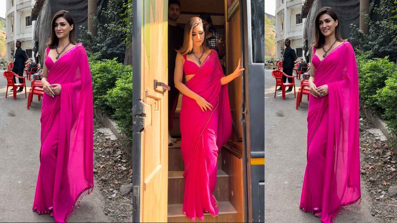 Kriti Sanon looks ‘pinktastic’ in vibrant saree : pink साड़ी में Kriti Sanon ने बिखेरा जलवा, तेरी बातों में ऐसा उलझा जिया का प्रचार करते हुए अपनी आंतरिक रानी को प्रदर्शित करती हैं